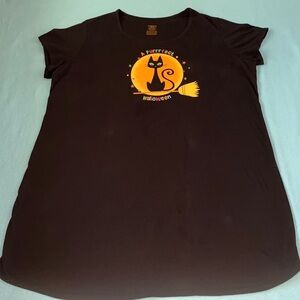 HALLOWEEN cat graphic t-shirt tunic nightshirt short sleeve crewneck size 2X- 3X